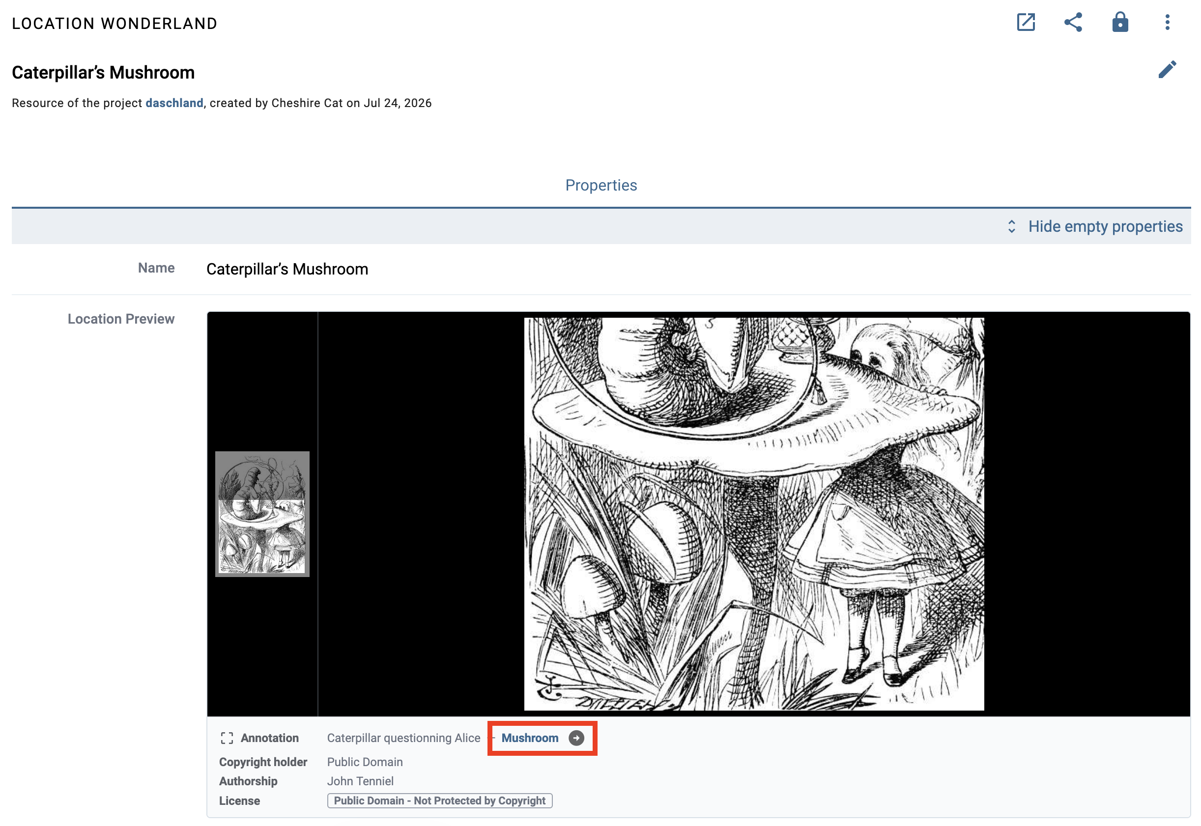 An annotation preview displayed on a resource.
