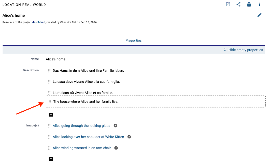 Dragging a value to a new position.